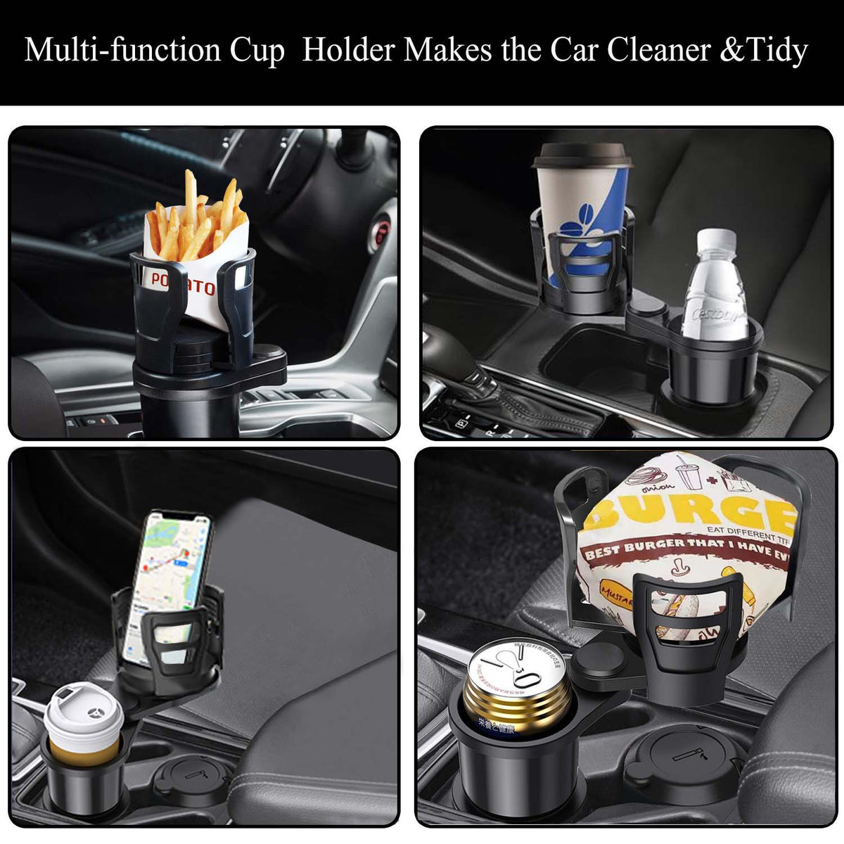 Car Cup Holder Extender - Rotating Double Cup Holder