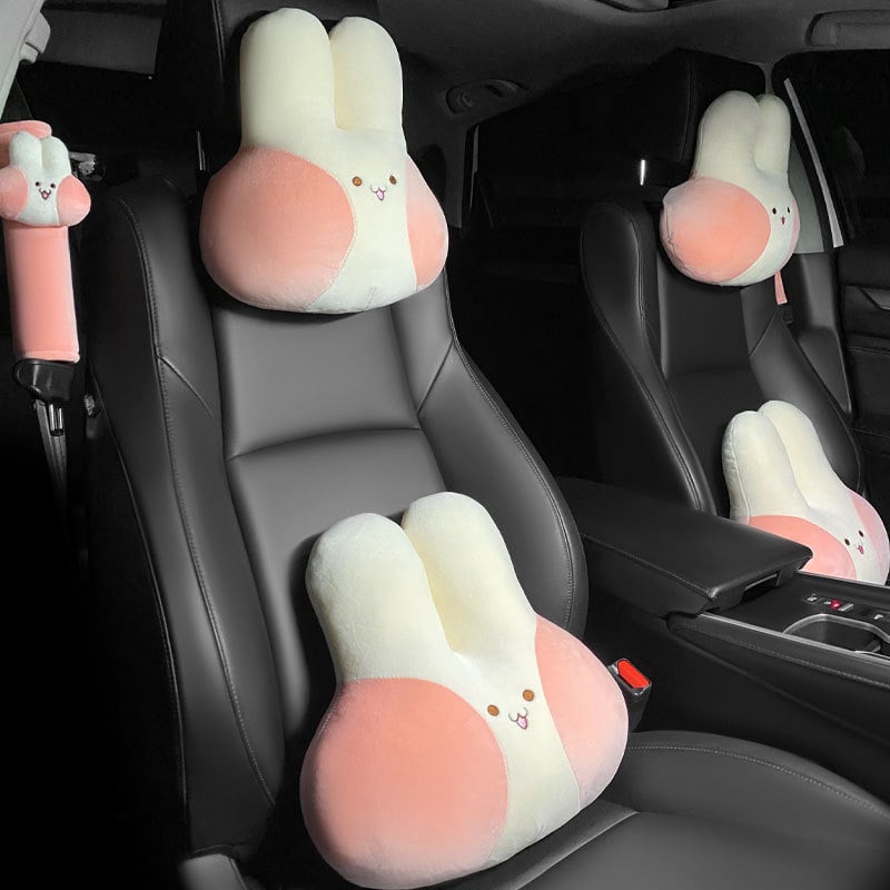 Cartoon Rabbit Headrest Pillow for Car Interior