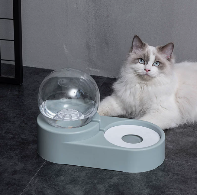 Automatic Pet Dog Cat Feeder with Fountain 1.8L Bowl