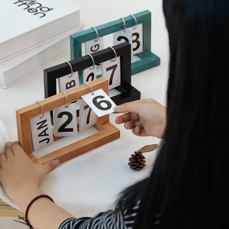 Wooden Flip Calendar - Perpetual Desk Calendar