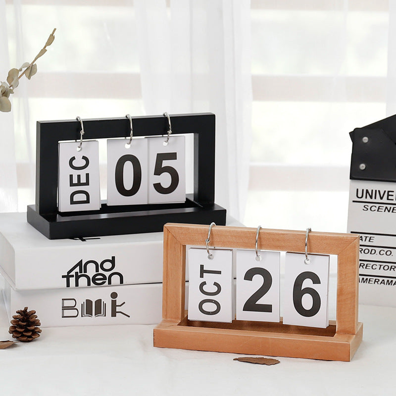 Wooden Flip Calendar - Perpetual Desk Calendar