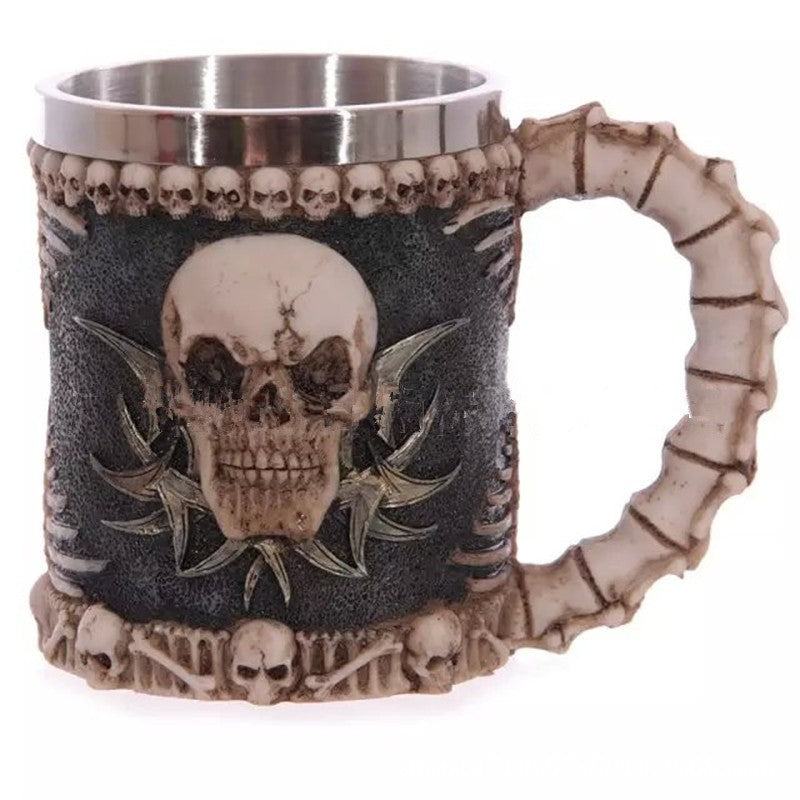 3D Skull Mug - Stainless Steel Gothic Coffee Cup