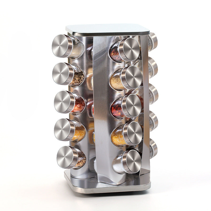 Stainless Steel Glass Rotary Seasoning Can Set