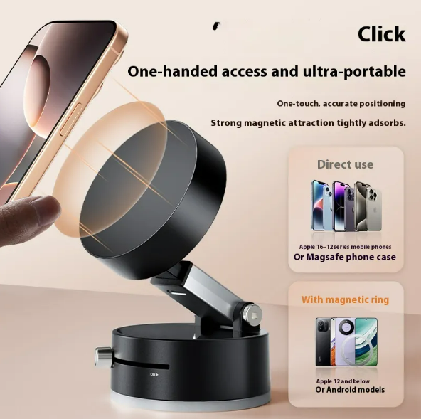 Electric Magnetic Car Phone Holder - Retractable Folding Mount