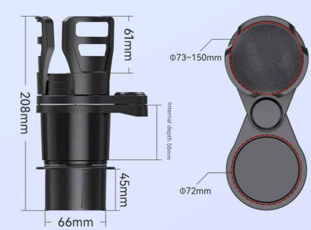 Car Cup Holder Extender - Rotating Double Cup Holder