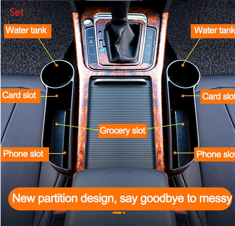 Car Seat Gap Storage Box with Cup Holder and Organizer