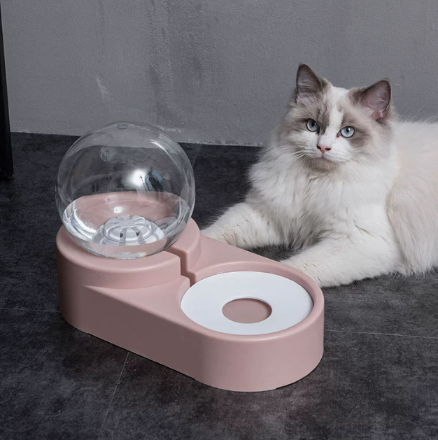 Automatic Pet Dog Cat Feeder with Fountain 1.8L Bowl