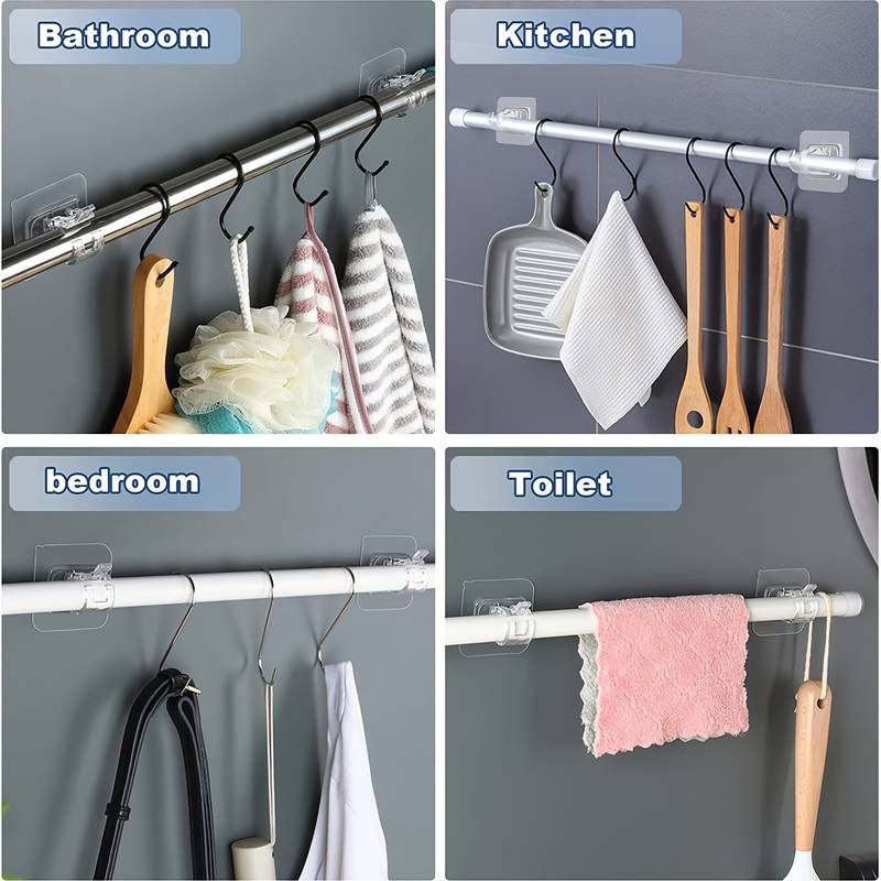 8pcs Self-Adhesive Curtain Rod Holder Hooks
